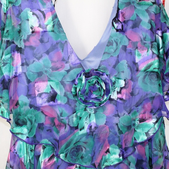 Vintage ruffled floral dress Ann Hobbs Cattiva-Saks Fifth Avenue womens size 12 - Picture 3 of 6